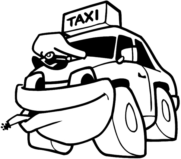 Taxi smoking a cigarette vinyl sticker. Customize on line. Traffic 095-0152